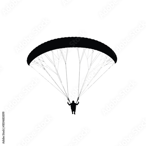 Parachutist silhouette with transparent background