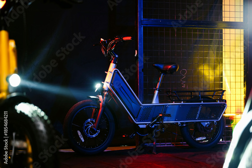 Electric sled motorcycles in the dark street corner