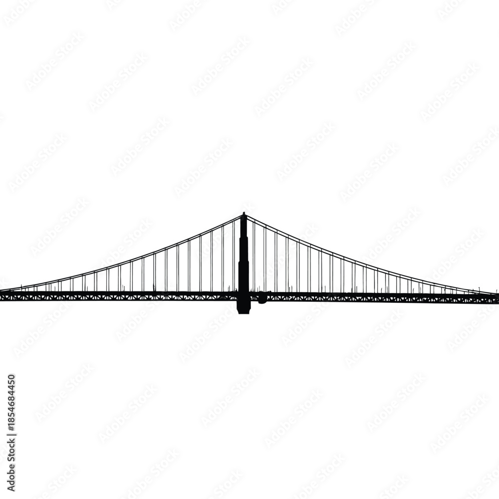 Fototapeta premium Black and white bridge illustration