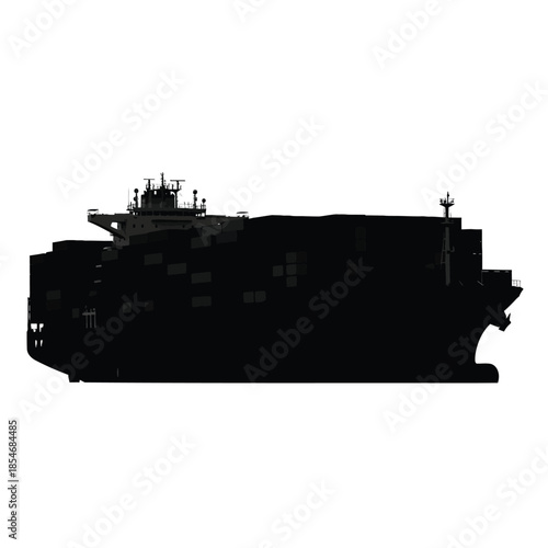 Silhouette of a cargo ship