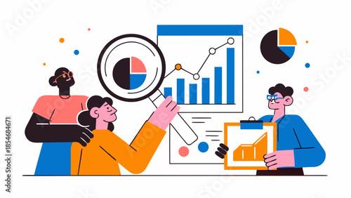 Team analyzing data and charts to improve business performance and strategy