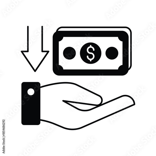 Receive Money icon with white background vector stock illustration