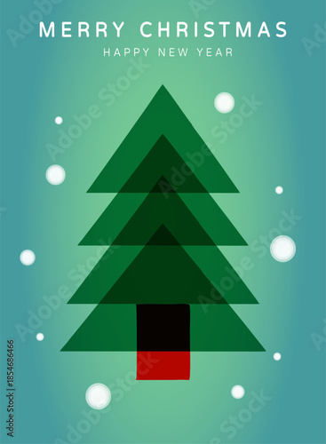 Christmas and New Year holiday card winter social media stories template TREE