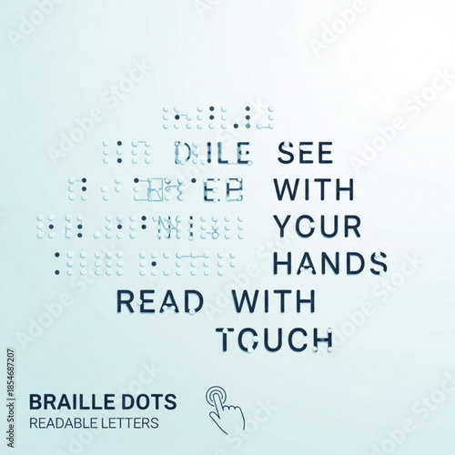 Braille dots forming text Read with your hands read with touch concept for accessibility and blindness awareness vector 