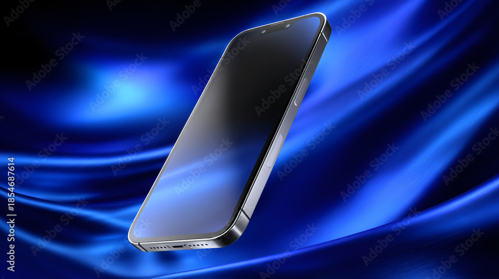 Naklejka premium sleek modern smartphone with a reflective glass screen and metallic edges.