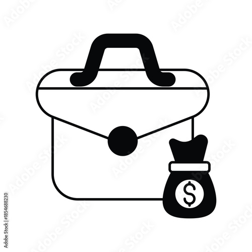 Business Income icon with white background vector stock illustration