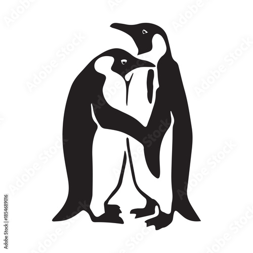 Adobe IllStylized illustration of two penguins embracing, representing family bond and tendernessustrator Artwork