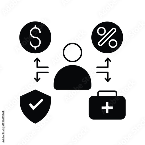 Employee Benefits icon with white background vector stock illustration