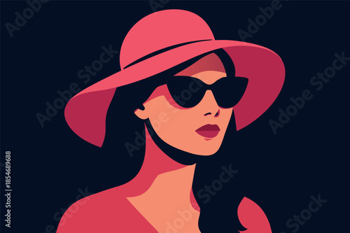 Minimal Landscape with Rolling Hills and Sun Illustration