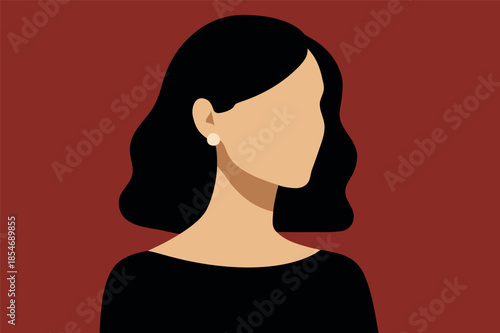 Minimal Faceless Female Portrait Illustration on Red Background