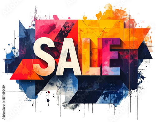 Vibrant Sale Announcement, Graphic Design, Digital Art, Abstract Background, Promotional Campaign
