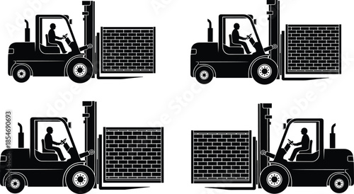 Forklift operation, warehouse equipment, heavy load lifting, industrial machinery, safety practices, brick wall cargo, operator handling, construction tools, logistics solutions