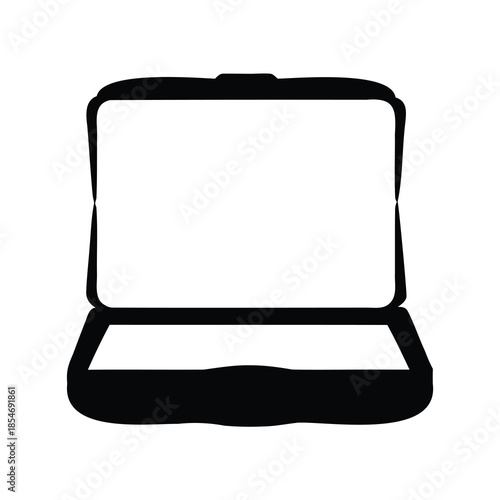 Silhouette Image of Open To Go Clamshell Container on White Background