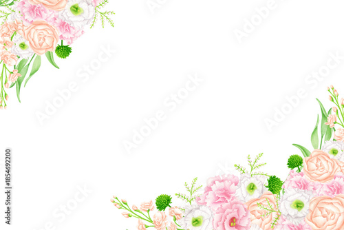 Flower watercolor frame for wedding, birthday, card, background, invitation, wallpaper, sticker, decoration etc.
