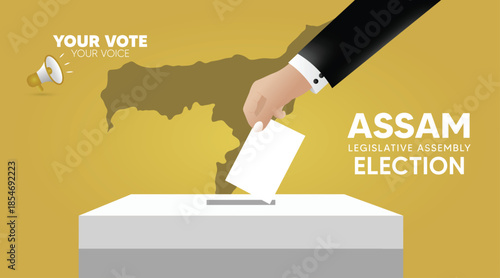Voting awareness illustration for Assam Legislative Assembly Election encouraging responsible participation