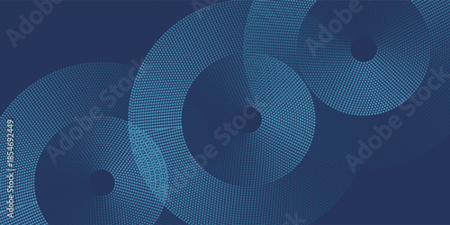 Abstract Digital Circles of Particles with Noise. Futuristic Circular Sound Wave. Big Data Visualization. 3D Virtual Space VR Cyberspace. Crypto Currency Concept. Vector Illustration.