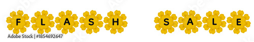 Eye-catching 3D golden flower typography displaying “Flash Sale” with bold black letters, ideal for promotions, discounts, advertising, and luxury marketing visuals.