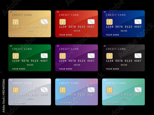 Premium Credit Card Vector Icons for Dark Mode UI: Luxury Finance and Banking Set