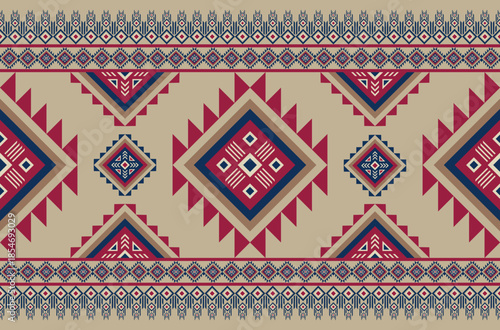 Geometric ethnic Navajo seamless abstract pattern. Native American ethnic repeat vector illustration. For background , wallpaper, clothing, decorative, textile, texture, ornament, wrapping, batik