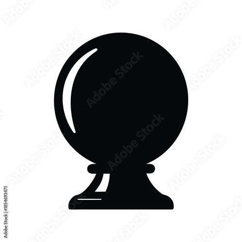 Single black silhouette illustration of a crystal ball on a pedestal