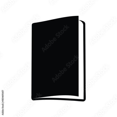 Black Silhouette of Standing Book, Ready to be Read or Used as Resource