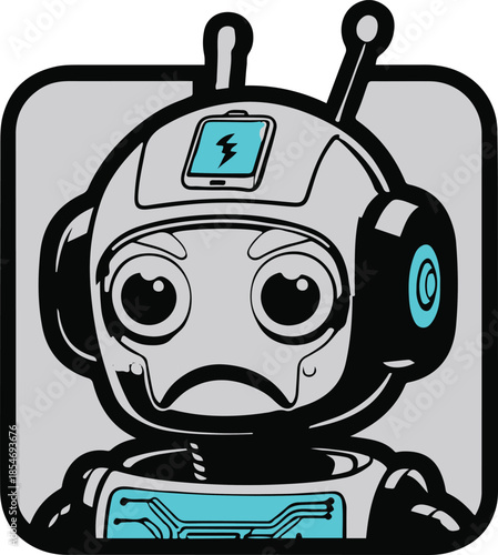 Funny caution sign character saying “Low Battery Energy”, humor tech sticker, thick outline, transparent background 2