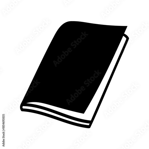 Graphic illustration of a black book with pages slightly curved upwards