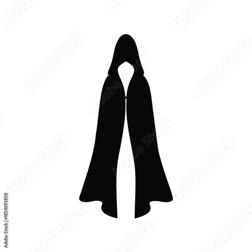 Mysterious black hooded cloak silhouette evoking fantasy and enchantment with hidden magic