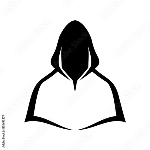 Stylized dark hooded figure creates a mysterious and intimidating isolated presence