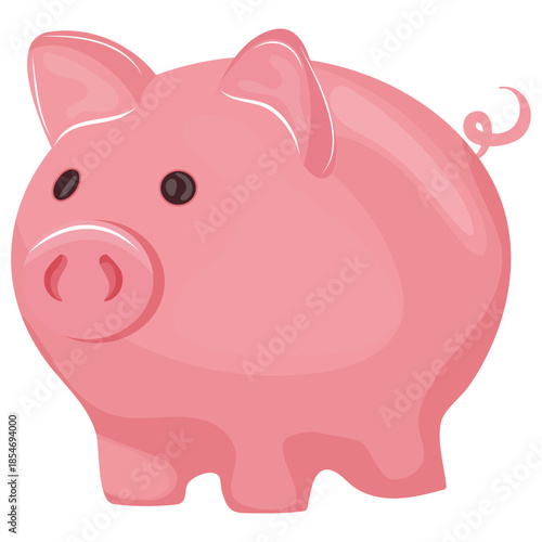 colored icon of a pink piggy bank for saving and storing money, for thematic designs on the topic of business, banking and finance