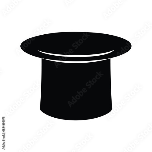 Silhouette of a Classic Black Top Hat on a White Background