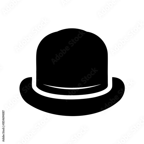 Stylized black bowler hat illustration suitable for graphic design projects and icons