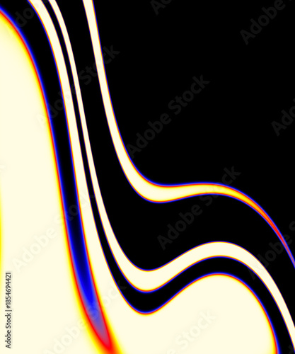 Abstract liquid fluid rainbow swirl pattern with wavy lines on black background for modern creative design