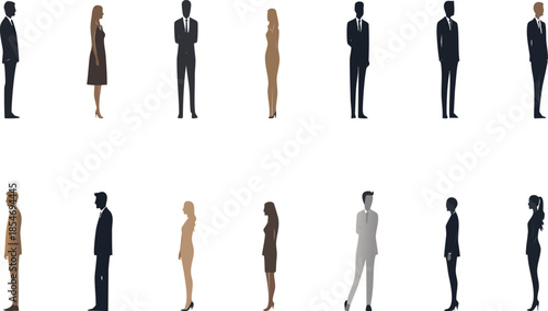 Stylized Social Interaction People Icons for Public Space Design, Landscape Architecture, and Urban Planning Diagrams. Vibrant Textured Silhouettes of Crowds, Families, and Friends