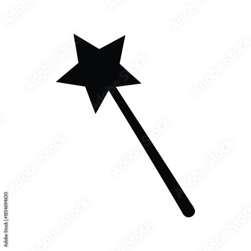 Isolated image of a simple black star magic wand on white background