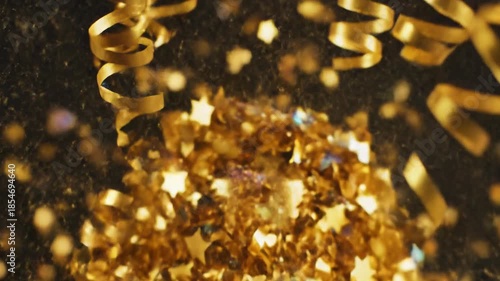Gold glitter star confetti background