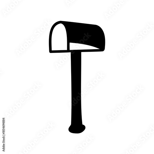 Stylized black mailbox symbol with a rounded top and flat flag