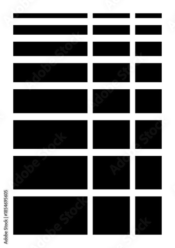 黒の細い線と太い線･四角い黒塗りの囲みのセット - 機密書類や開示文書、個人情報保護のパーツ素材集