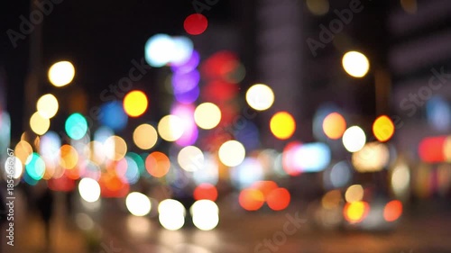 Defocused City Night Lights Shimmering and Moving, Abstract Bokeh Background 4k video