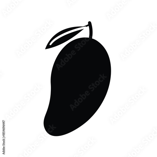 Striking Black and White Mango Silhouette with a Delicate Leaf Detail