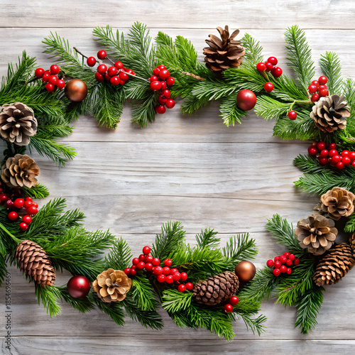 festive Christmas garland with pine cones