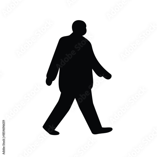 Silhouette of a man walking forward on a white background with purpose
