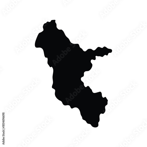Geographic shape of a mountainous region, rendered in black silhouette format
