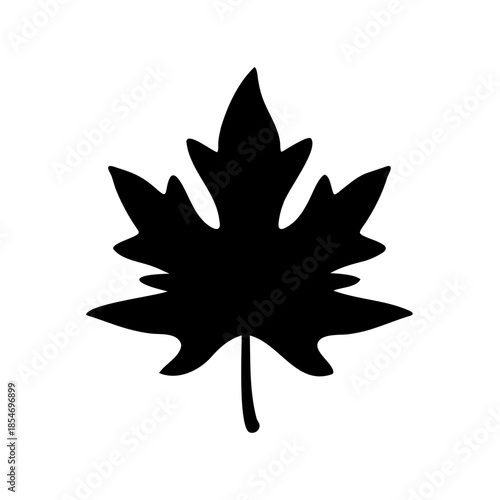 Silhouette of a sharply pointed leaf, reminiscent of a maple leaf