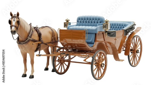 Isolated Horse-Drawn Carriage - Luxury Vehicle for Transportation, Antique Horse Cart, Equestrian Ride