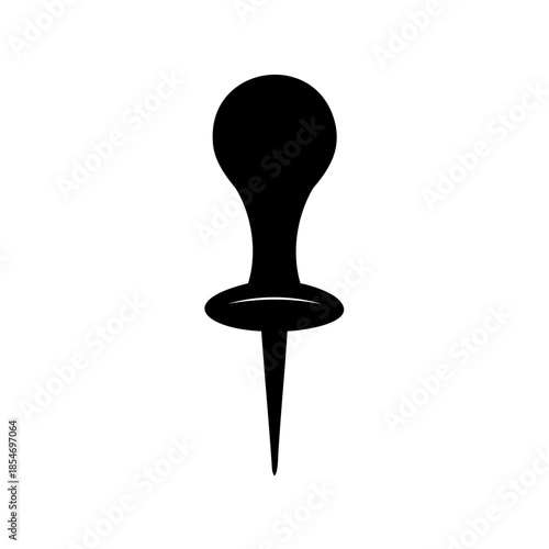 Silhouette of a simple black pushpin used for bulletin board posting