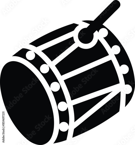irish folk drum line art vector illustration on transparent background