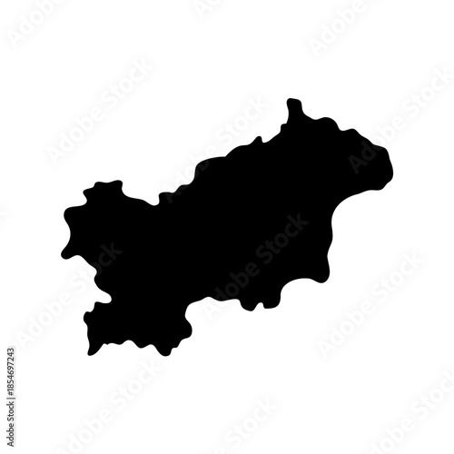 Black and white map silhouette depicting the country of Slovenia, Europe