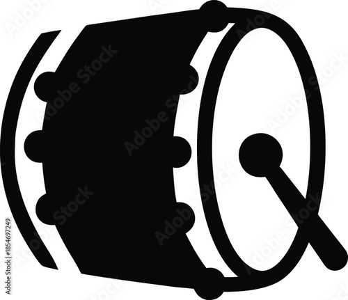 irish folk drum line art vector illustration on transparent background