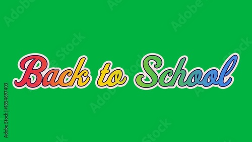 Multicoloured Back to School text animation over black background